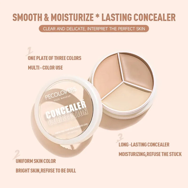 Three-color Concealer Cover Blemishes Tattoo Waterproof Sweat-proof Qme