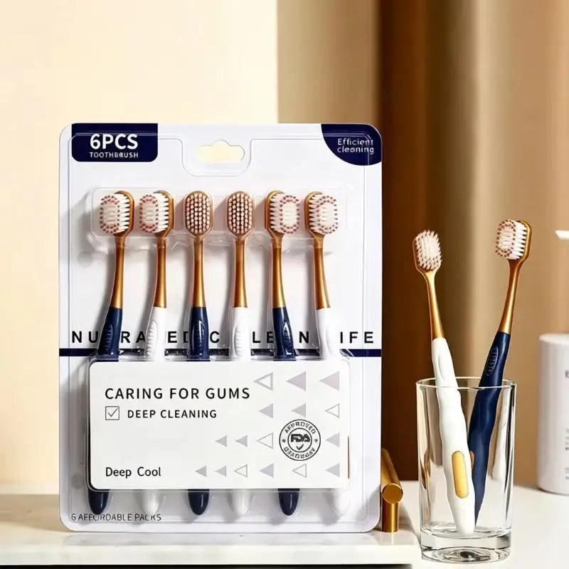 Soft Bristle Toothbrushes Anti-slip Handle Gentle Gum Care Deep Clean Qme