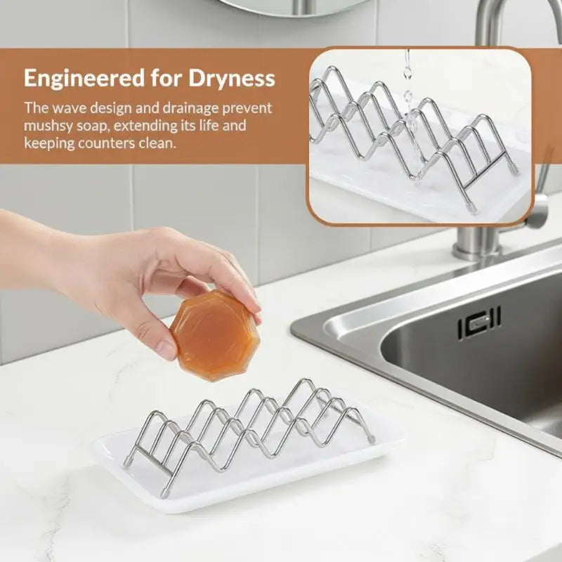 Stainless Steel Soap Rack Drainage Tray Multifunctional Bathroom Qme