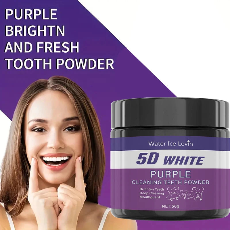 Purple Tooth Cleaning Powder - Sulfate-Free, Deep Cleaning and Polishing, Whitens Teeth in 5 Days, Portable for Daily Use and Travel Qme