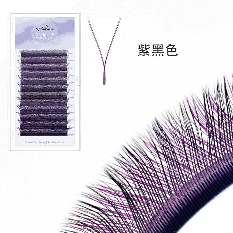 NATUHANA Brown YY Shape Individual Lash Clusters Soft PBT Colored Qme