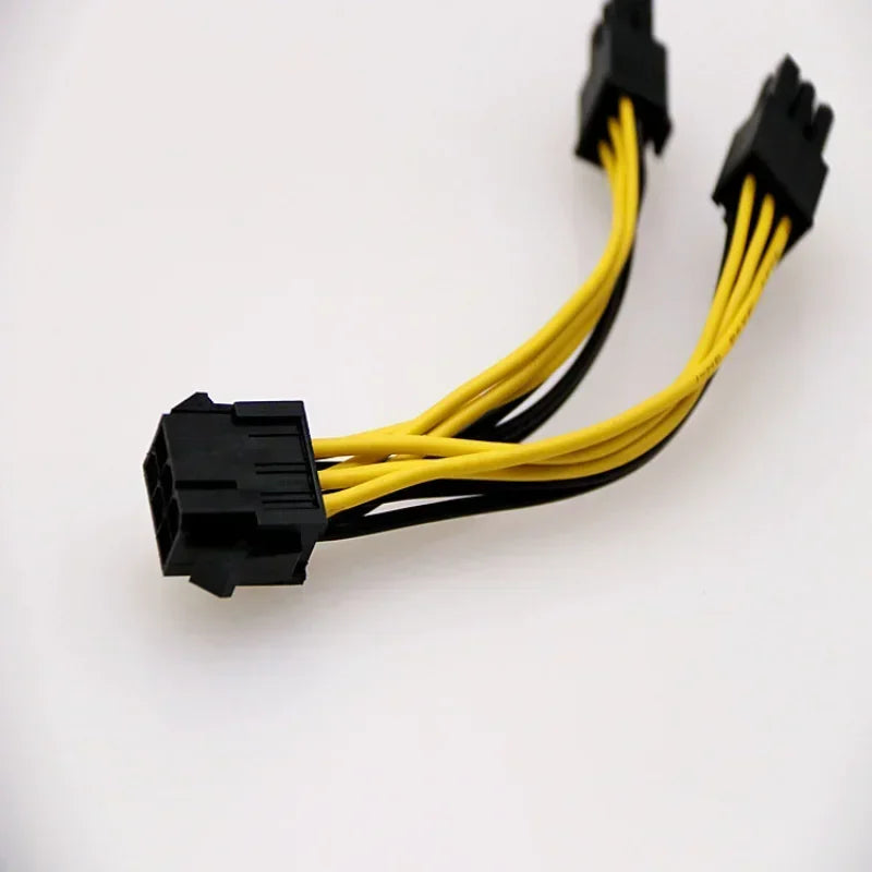 5pcs PCI-Express PCIE 8 Pin To Dual 8 (6+2) Pin VGA Graphic Video Card GPU Adapter Power Supply Splitter Cable 100mm Qme YELLOW 5pcs