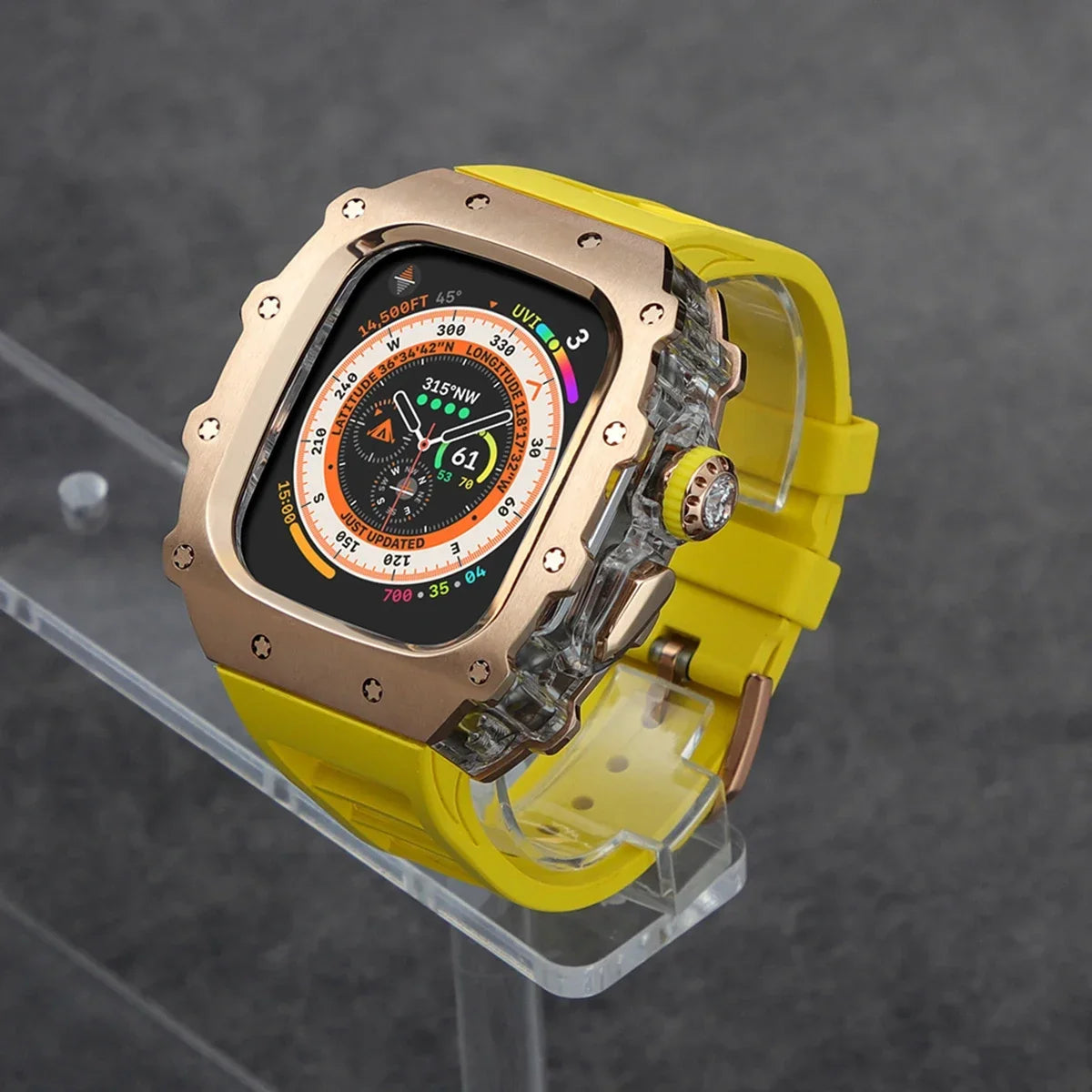 Luxury Modification Kit For Apple Watch Ultra 2 49mm 45mm 44mm Stainless Steel Case For IWatch 9 8 7 6 Crystal Button Sport Band Qme