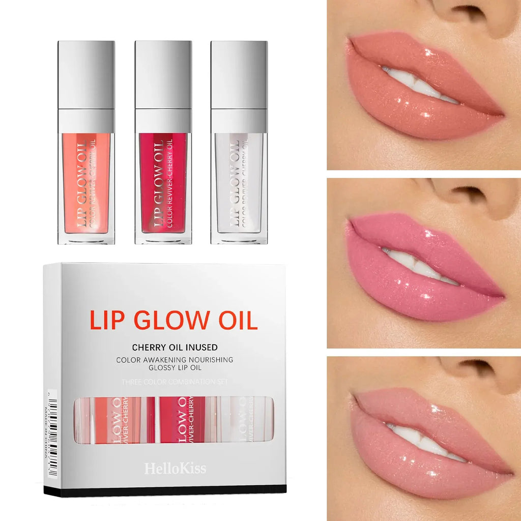Crystal Jelly Moisturizing Lip Oil Set Plumping Lip Gloss Makeup Sexy Plump Lip Glow Oil Tinted Lip Plumper Set Qme