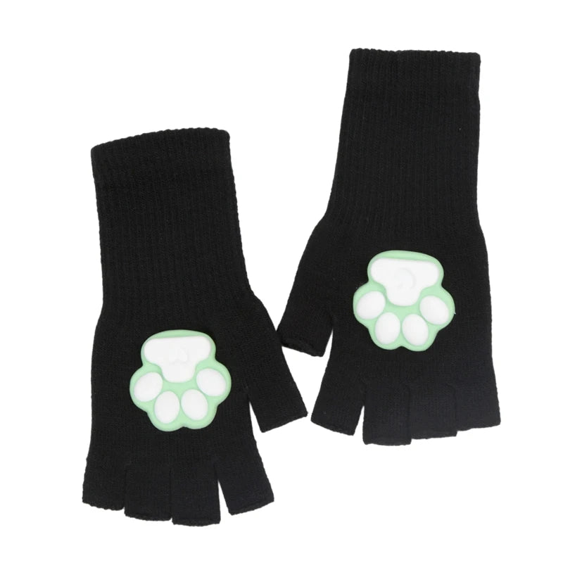 Harajuku Y2k Women Girls 3D Cat Pad Paw Gloves Black Punk Streetwear Qme A6