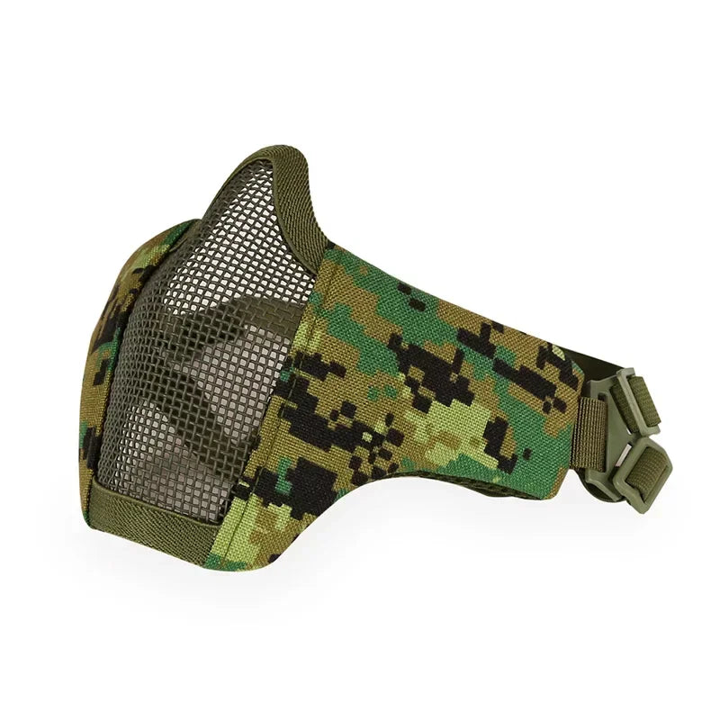 Tactical Lower Face Protective Mask for Hunting, Paintball, CS, Adjustable Military Tactical Protective Mesh Half Face Mask Qme 6