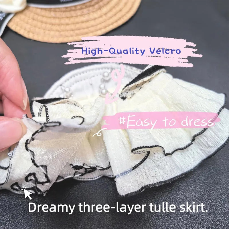 Labubu15-17cm Doll Luxury Unique Clothing, Strapless Layered Chiffon Dress, Fashion Style Fashion Collection Qme