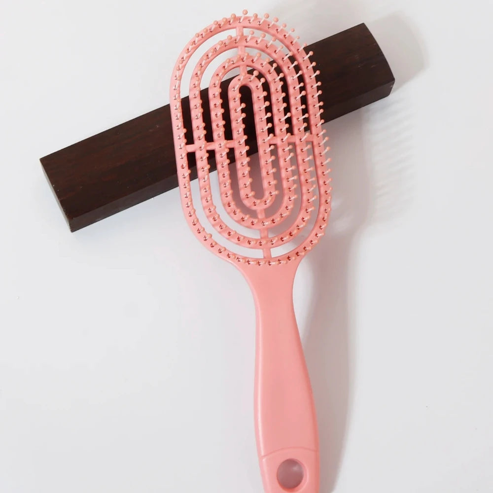 Relaxing Elastic Massage Comb Portable Hollow Comb Scalp Massage Brush Salon Styling Tool Oval Comb Special for real hair wigs Qme