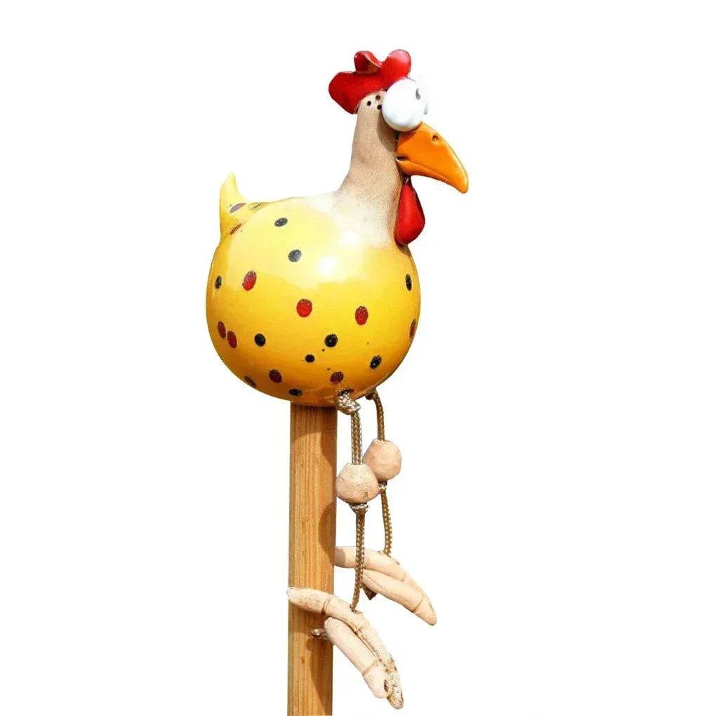 Resin Crafts Statues Funny Big Eyed Chicken Statue Long Foot Hen Qme Yellow