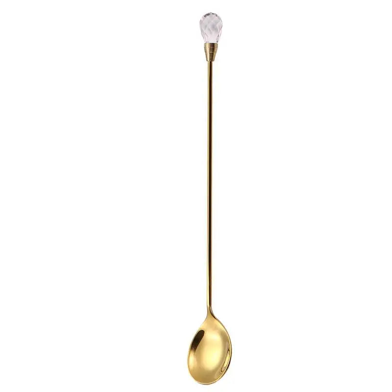 Dessert Ice Cream Coffee Cocktail Crystal Spoon Long Handle Teaspoon Qme