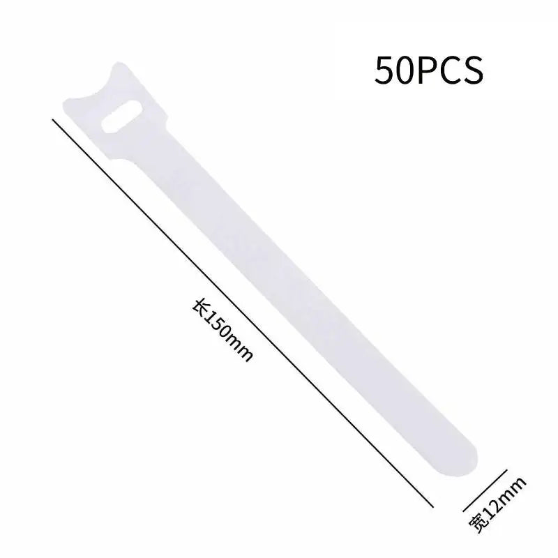 Organized Cable Setup 30 50 Reusable Hook Loop Straps Qme white 50pcs