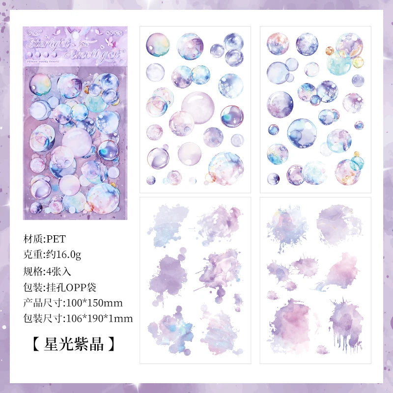 4 pcs Kawaii Stationery Sticker Bubble Sticker for Scrapbooking Supplies Junk Journal Materials DIY Collage Decorative Stickers Qme F