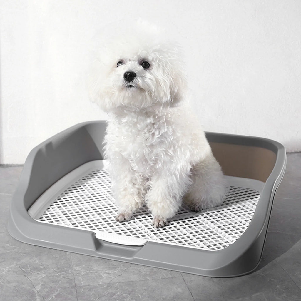 Dog Training Toilet Dog Potty Tray Portable Multifunctional Pet Mesh Puppy Training Pad Holder with Splash Wall for Small Animal Qme