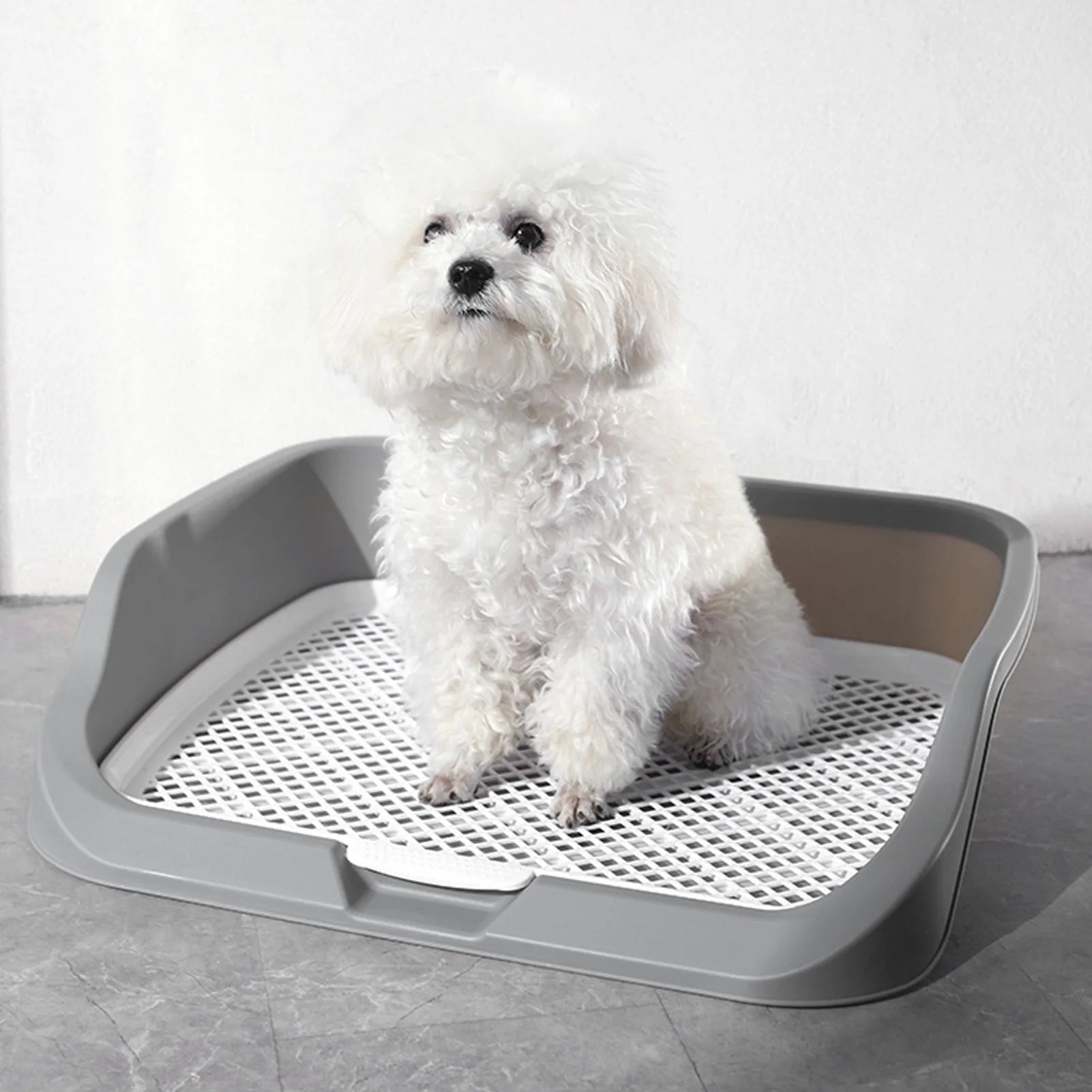 Dog Training Toilet Dog Potty Tray Portable Multifunctional Pet Mesh Puppy Training Pad Holder with Splash Wall for Small Animal Qme