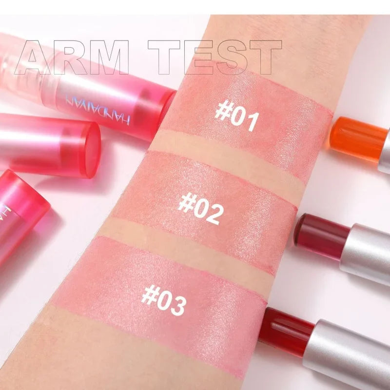 Moisturizing Color Lipstick Jelly Gloss Moisturizing Waterproof Crystal Balm Pink Glitter Lips Care Makeup Long Lasting Qme