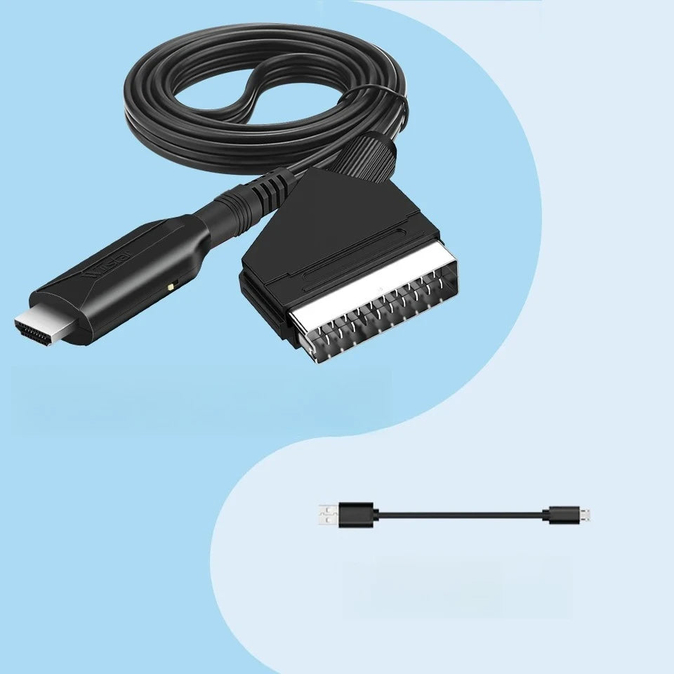 Scart to hdmi-Compatible Cable Converter Professional Video Audio Adapter for HD TV DVD Game Accessories Qme