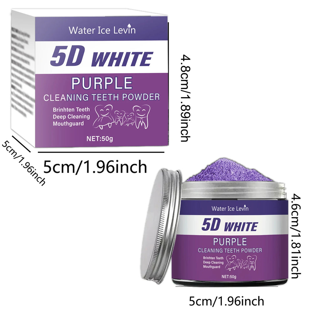 Purple Teeth Whitening Powder, 50g - Deep Cleaning and Teeth Cleaning Powder, Fresh Breath Toothpaste, Natural Pearl Essence Qme