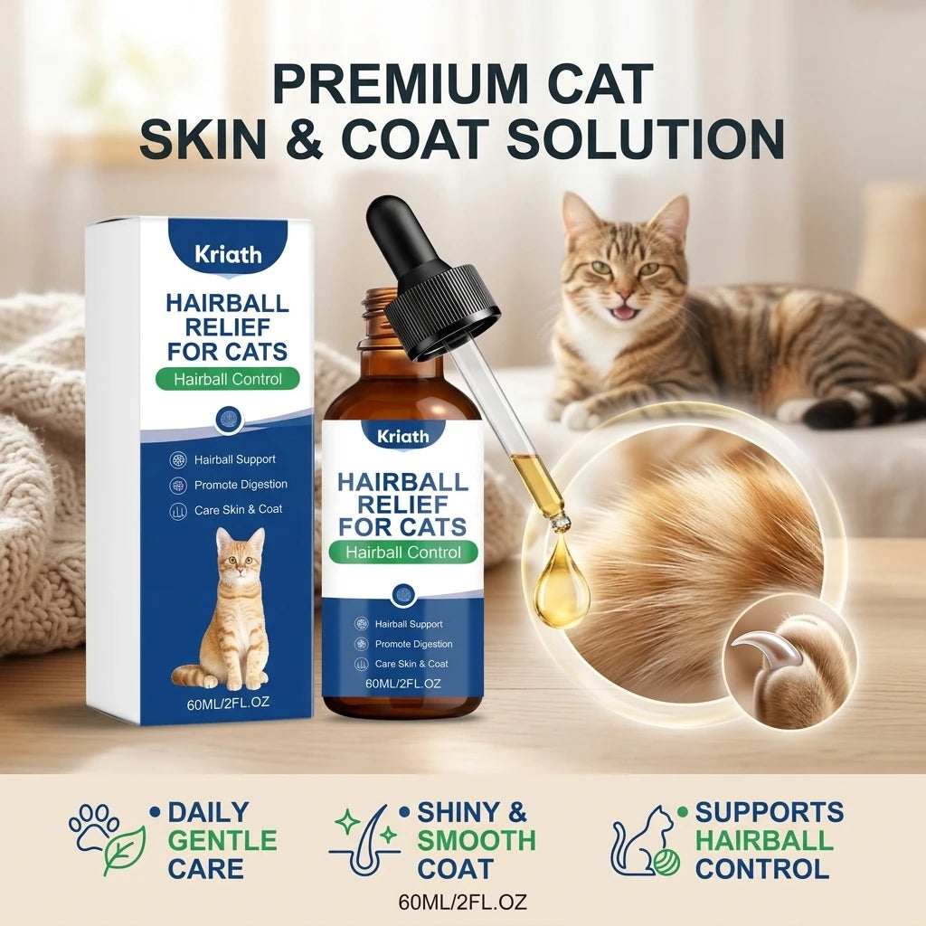 Cat Hair Care Drops Nourishing Dry & Sensitive Skin Smoothing Fur Boost Glossy Reduce Hairball Build-Up Pet Coat Care Supplement Qme
