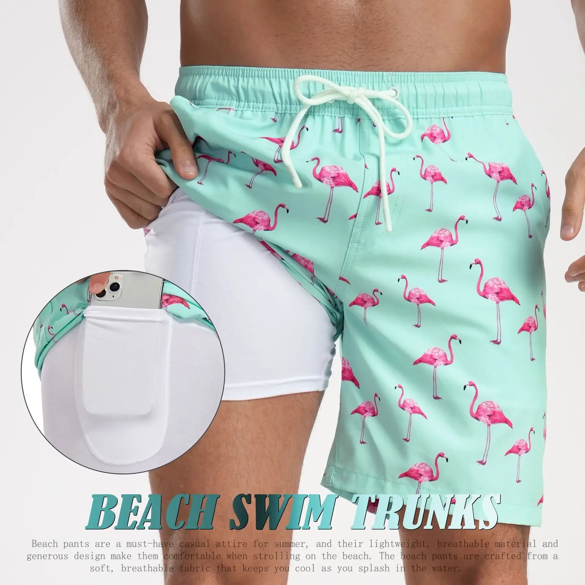 Men's Casual Large Size Beach Pants Corner Milk Silk Inner Street Clothing Breathable Soft Casual Daily Streetwear Short Men Qme