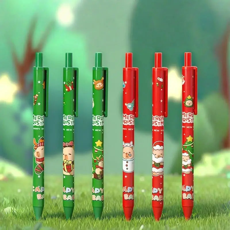 Cute Christmas Capybara Pens Cartoon Santa Claus Snowman Elk Pressing Qme