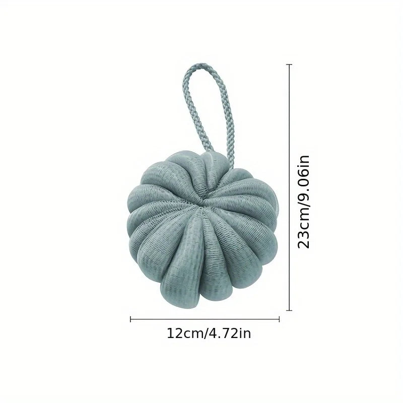 Cute Pumpkin Shaped Bath Sponge, Soft PE Mesh Shower Loofah, Exfoliating Bath Ball With Hanging Rope, 4 Colors Qme