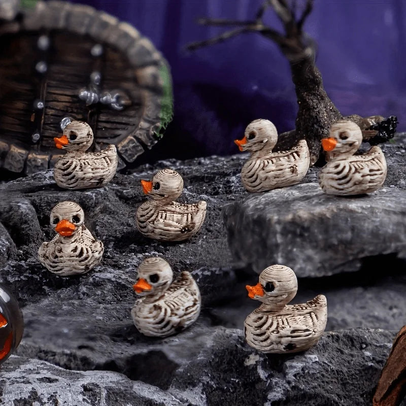 10pcs Gothic style Cute Skeleton Duck - Resin Statues, Suitable for Halloween, Office, Pie - Desktop Decoration Qme