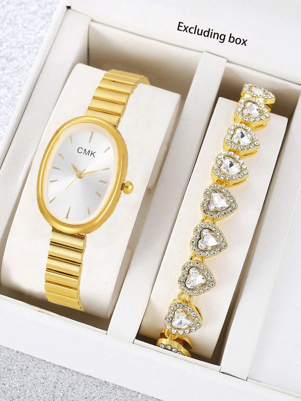 2pcs Elliptical quartz watch for women, light luxury, casual, niche, business trend, women's watch Qme