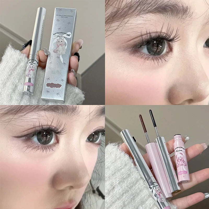 QIBEST 4D Silk Fibre Mascara Curling Thick Ultra-fine Brush Eyelash Extension Black Brown Waterproof Mascara Women Eye Cosmetics Qme