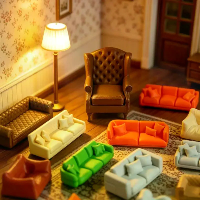 Mini Retro American Chair Sofa Living Room Furniture Pretend Play Toy Qme