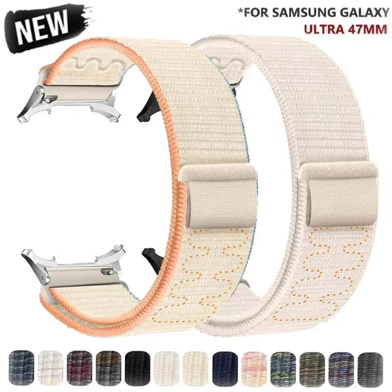 Nylon Solo Loop Strap for Samsung Galaxy Watch 7 Ultra 47mm Braided Band Bracelet for Galaxy 7 Ultra Quick Connector Watchband Qme