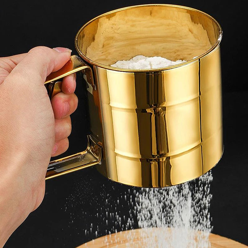 Stainless Steel Icing Sugar Filter Cup Strainer Semi-automatic Fine Qme