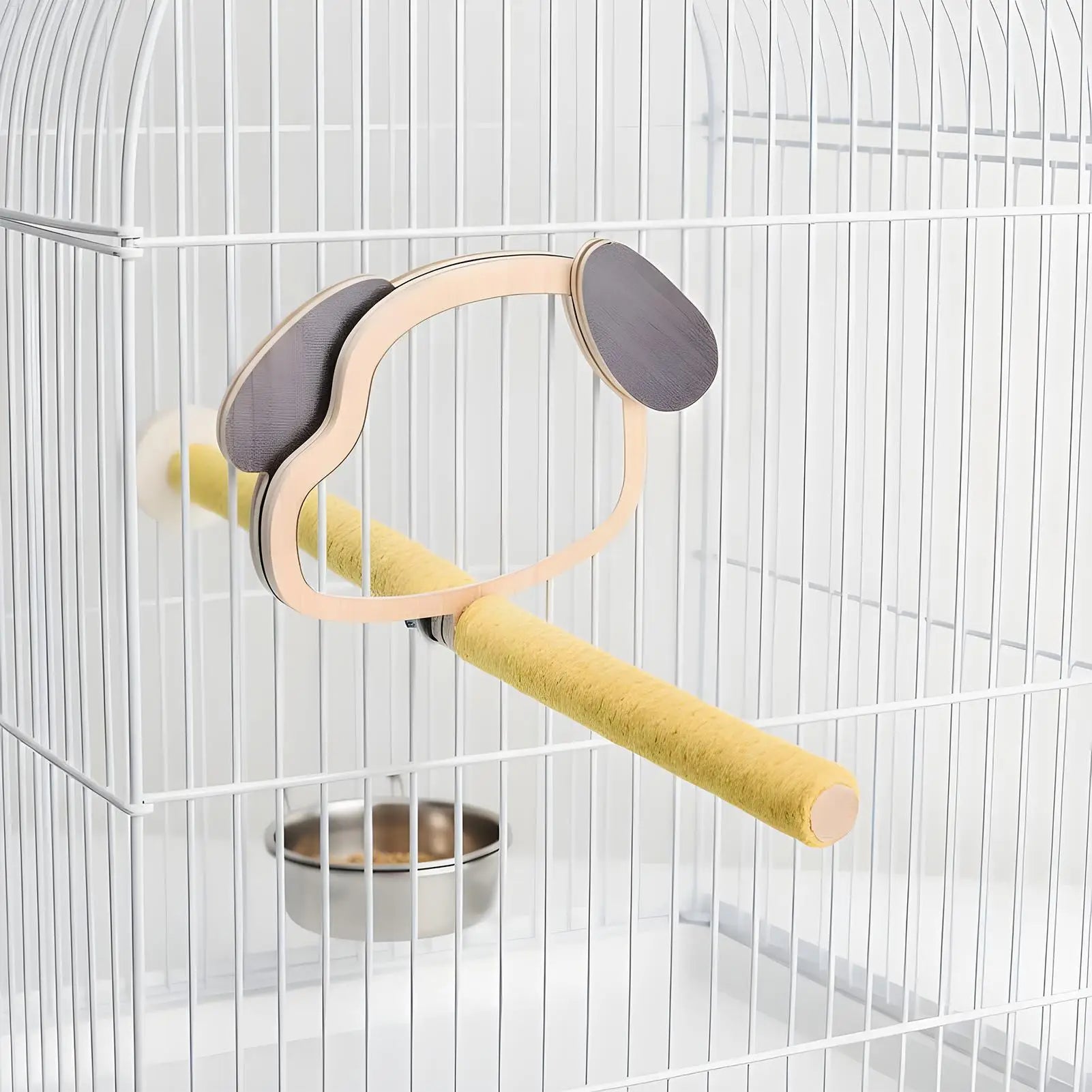 Parrot Perch Climbing Toys Puppy Ear Mirror Toy Play Area Boredom Qme