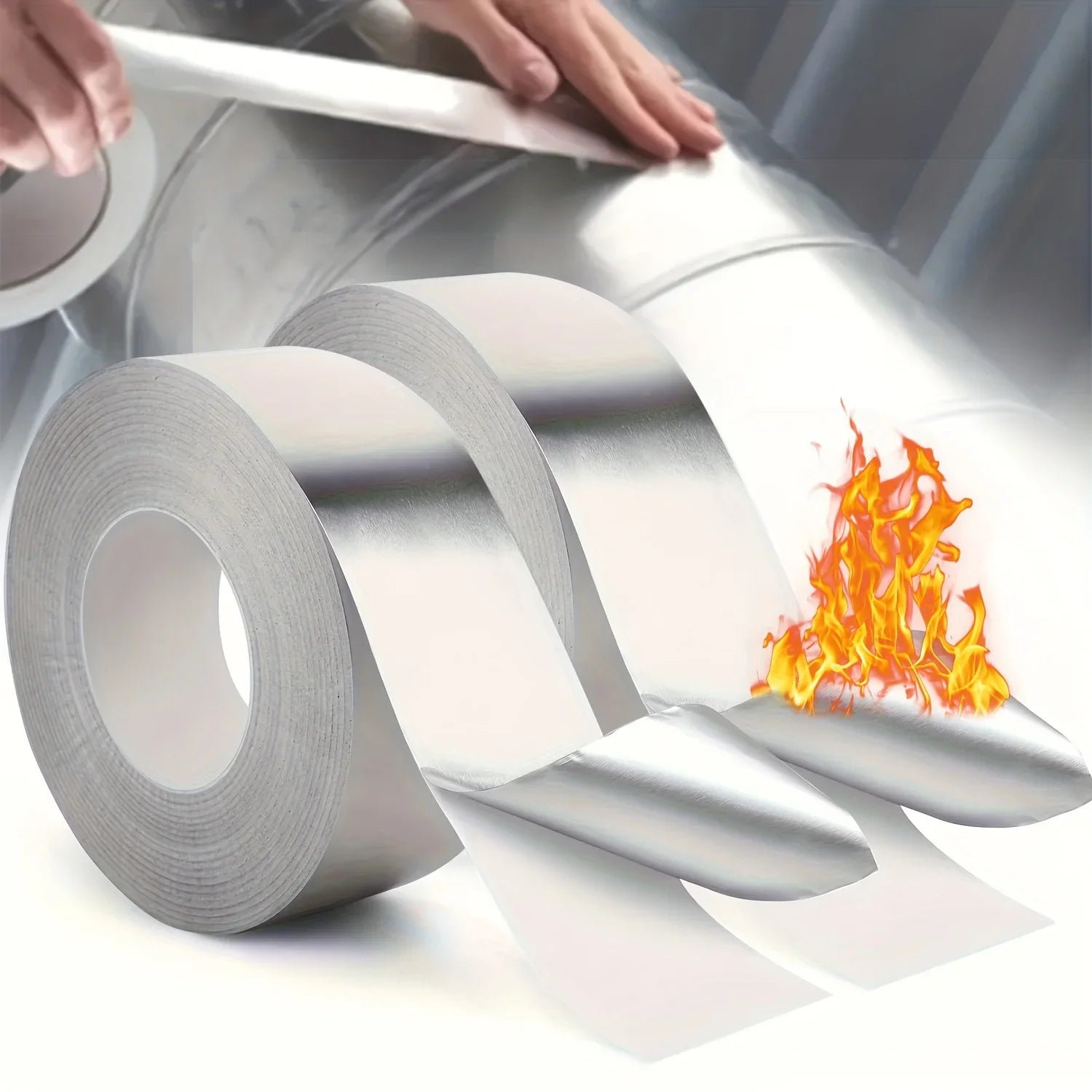 High Temperature Resistant Aluminum Foil Tape 0.1mm Thick Smoke Exhaust Pipe Sealing Kitchen Insulation Aluminum Foil Tape Qme