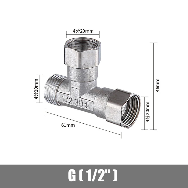 Bath Bidet Sprayer Shower Stainless Steel T Adapter G1 2 T-valve Qme A6