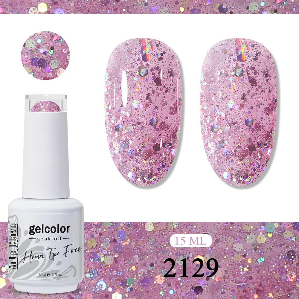 Arte Clavo Glitter Gel Nail Polish HEMA TPO Sliver Champagne