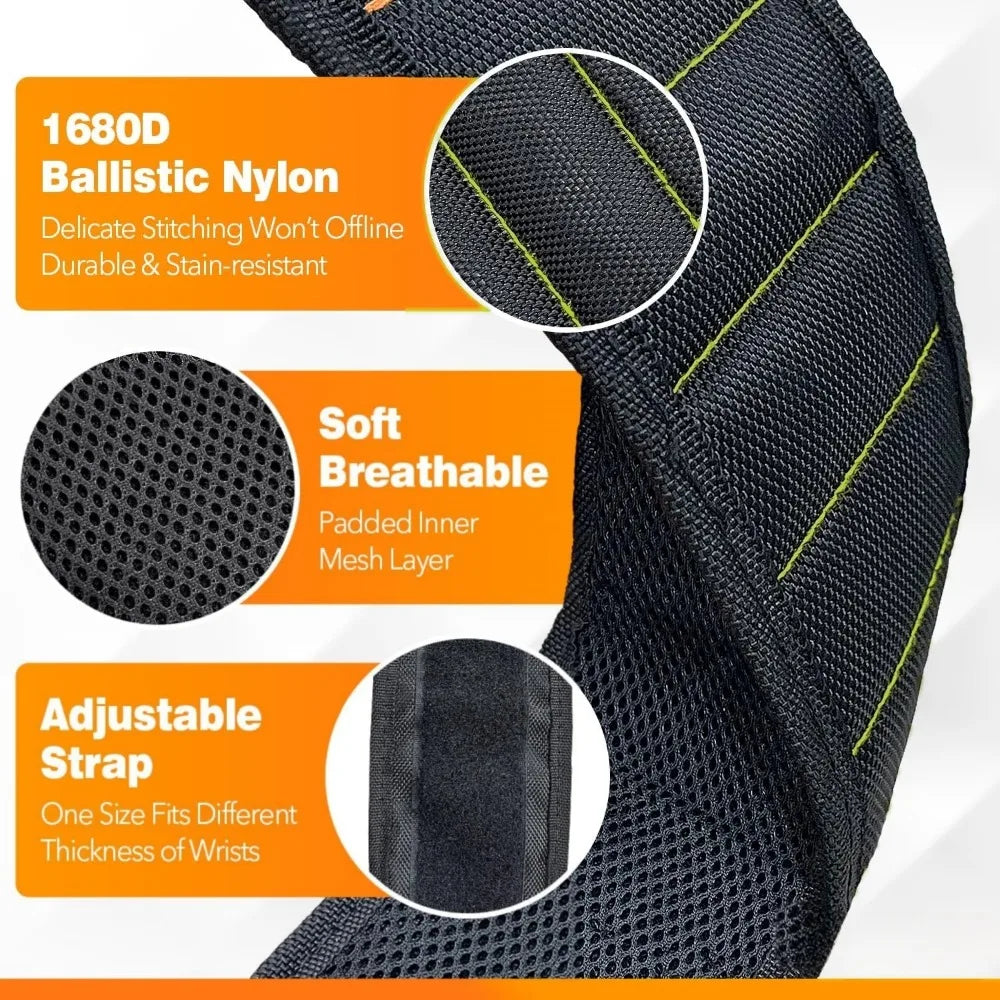 Strong Magnetic Wristband Portable Tool Bag Adjustable Magnetic fixation Tool Wrist Belt for Screws Metal Nails & Drilling Bits Qme