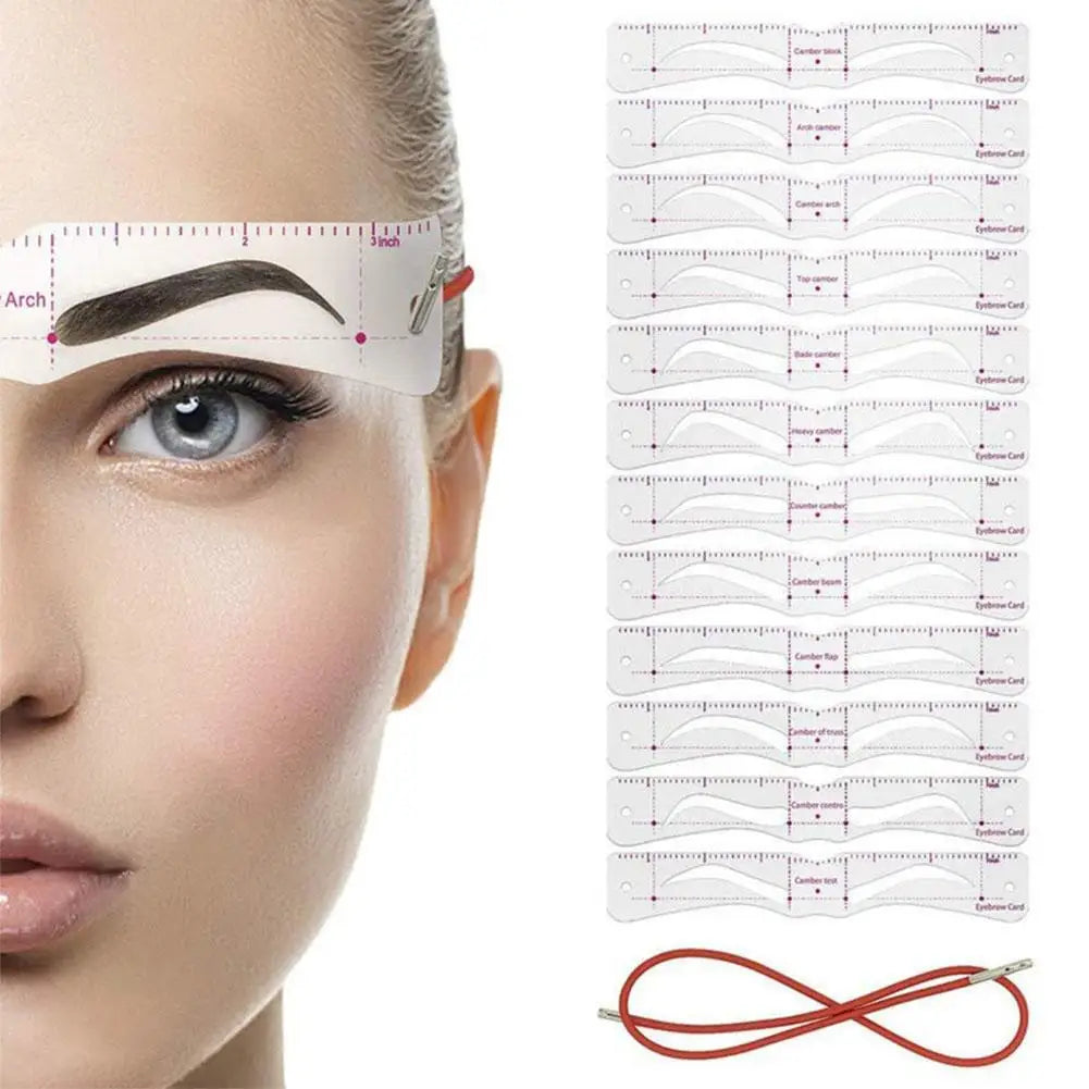 12Pcs Eyebrow Stencil Set Soft PVC Eyebrow Drawing Template Cards with Eyebrow Stickers for Perfect Brows Design Qme