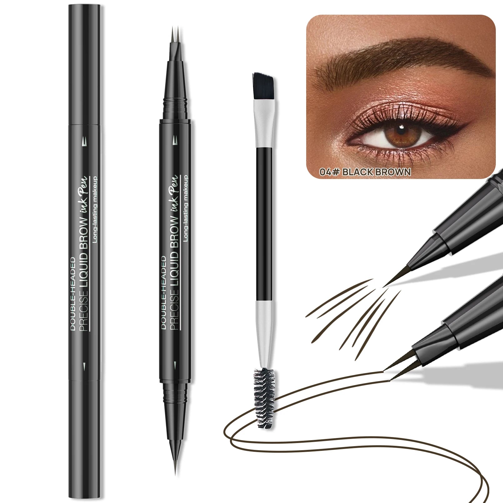 Two-Pronged Eyebrow Pencil Waterproof Sweatproof Non-smudging Multifunctional Natural Eyebrow Pencil Makeup Cosmetics Qme 9708-4