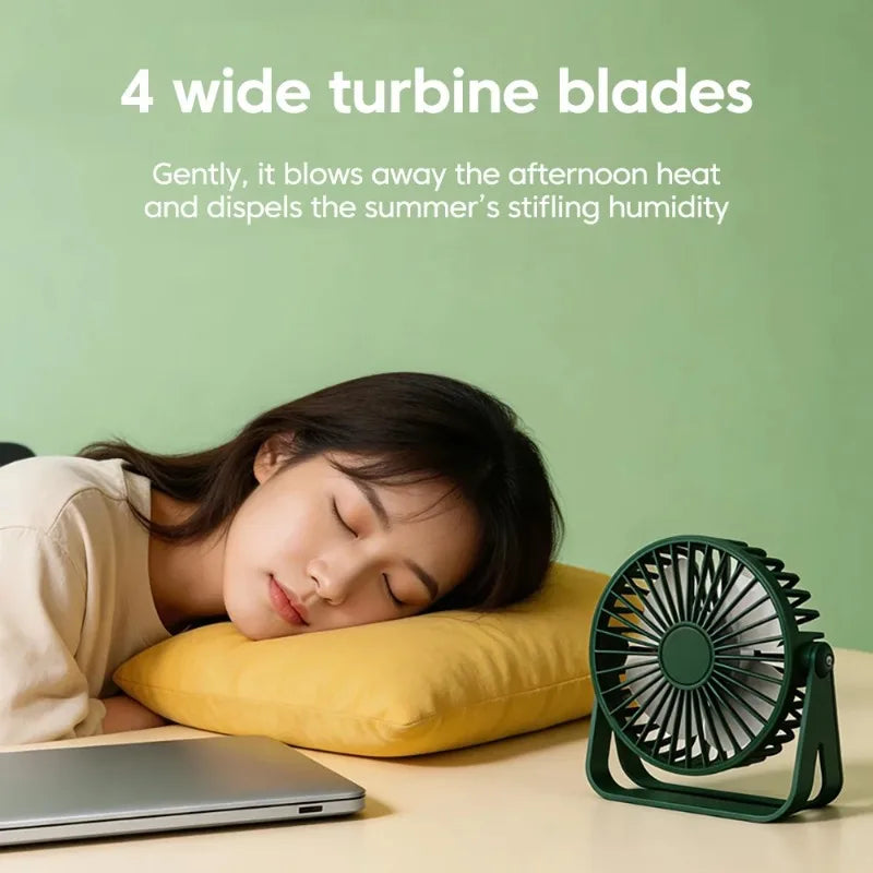 Multi-Scenario Use Mini Portable Fan USB Rechargeable Super Quiet Small Desk Fan for Bedroom Dorm Outdoor Trip Qme