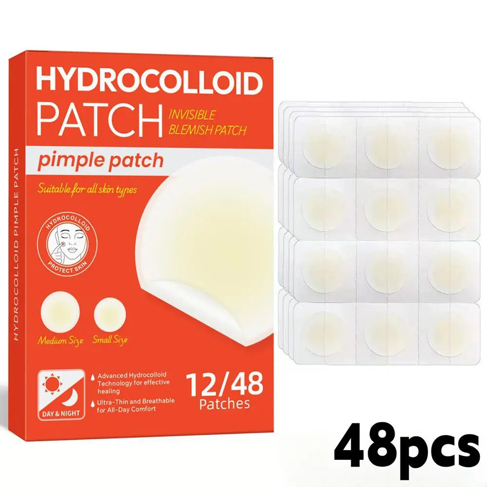 12 24Counts Invisible Hydrocolloid Pimple Patches Breakouts Thin Qme red-48pcs