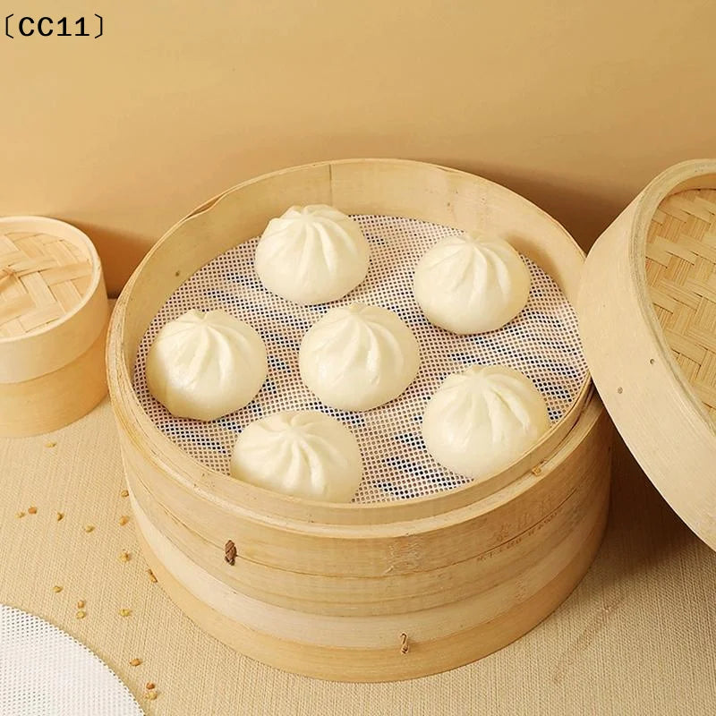 Reusable Silicone Non-stick Steamer Cloth Liners Round Steaming Mat Qme