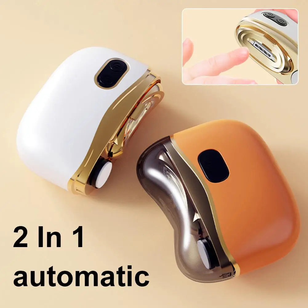 Rechargeable Nail Cutter 2In1 Electric Tool USB Charging Clipper Qme