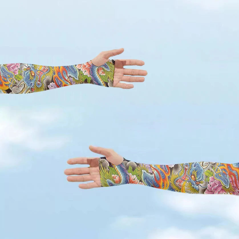 Fashionable Tattoo Manuscript Printed Ice Sleeves Summer Sun UV Qme