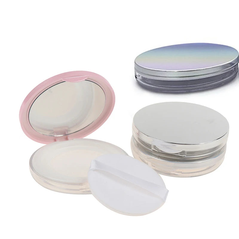 Empty Loose Powder Pot Mirror Jar Travel Makeup Container Cosmetic Qme