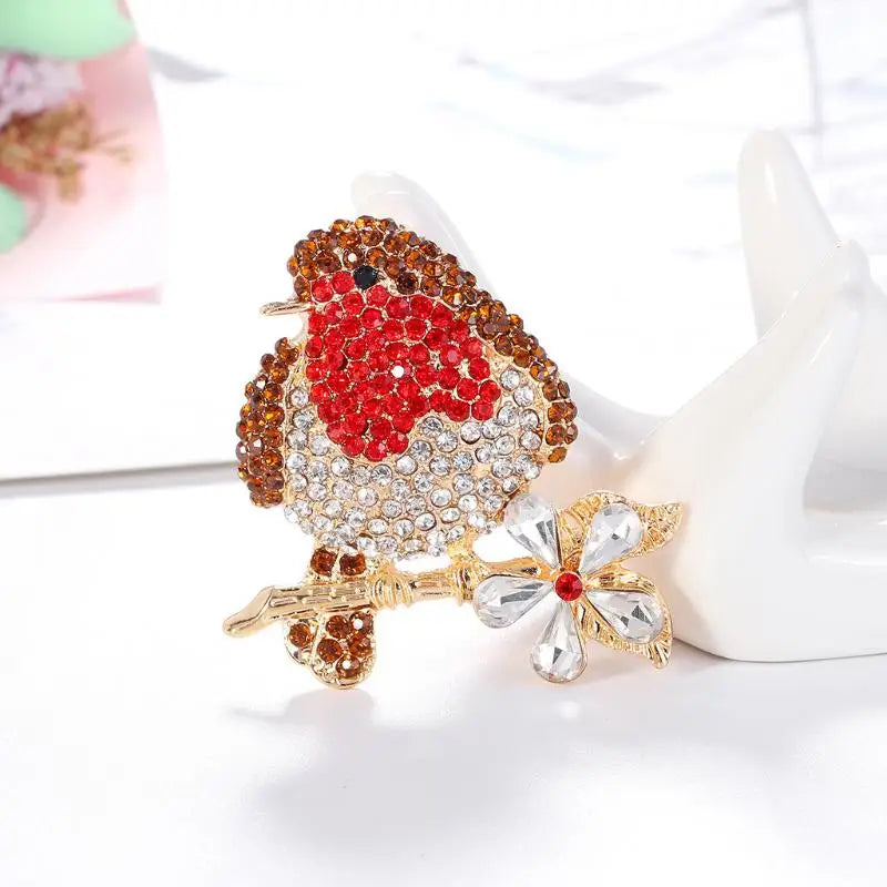 Fashion Luxury Rhinestone Animal Bird Brooches Women Clothing Coat Qme