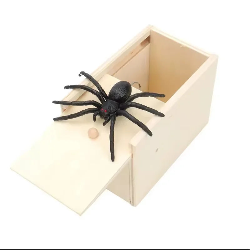 Tricky Toy Simulation Spider Wooden Box Spoof Insect Spider Box Creative Haunted House Horror Scene Layout Small Wooden Box Qme 1