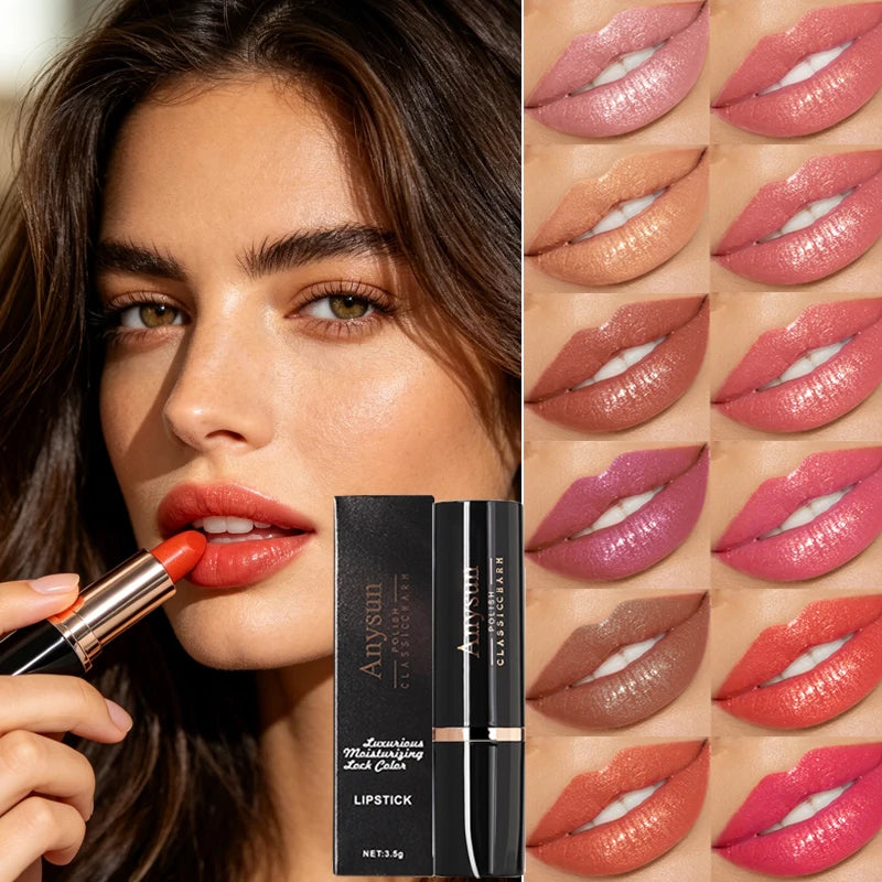 Waterproof Shiny Lipstick Long-lasting Retention Multiple Colors Qme