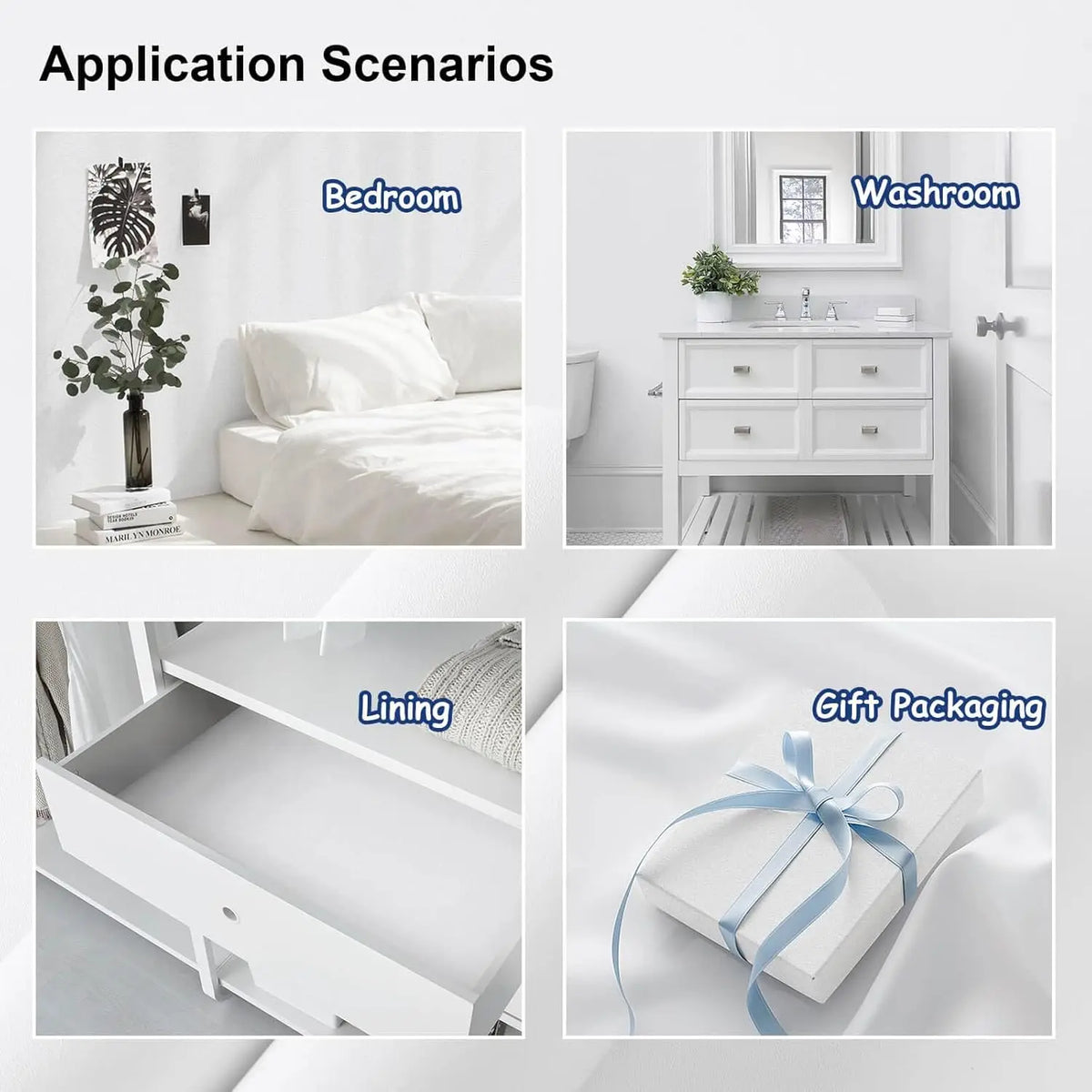 40CM Pure White Color Matte Frosted Wallpaper Waterproof Moisture Proof Peel and Stick Wall Stickers for DIY Home Decoration Qme