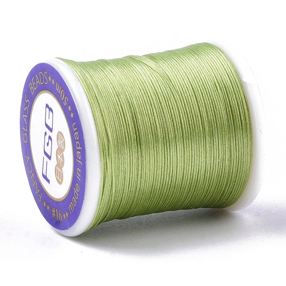PandaHall 50m/Roll Multi-Color Nylon 66 Beading Thread, 0.1mm High Strength Stretch Resistant for Seed Bead Jewelry Making Qme Light Green
