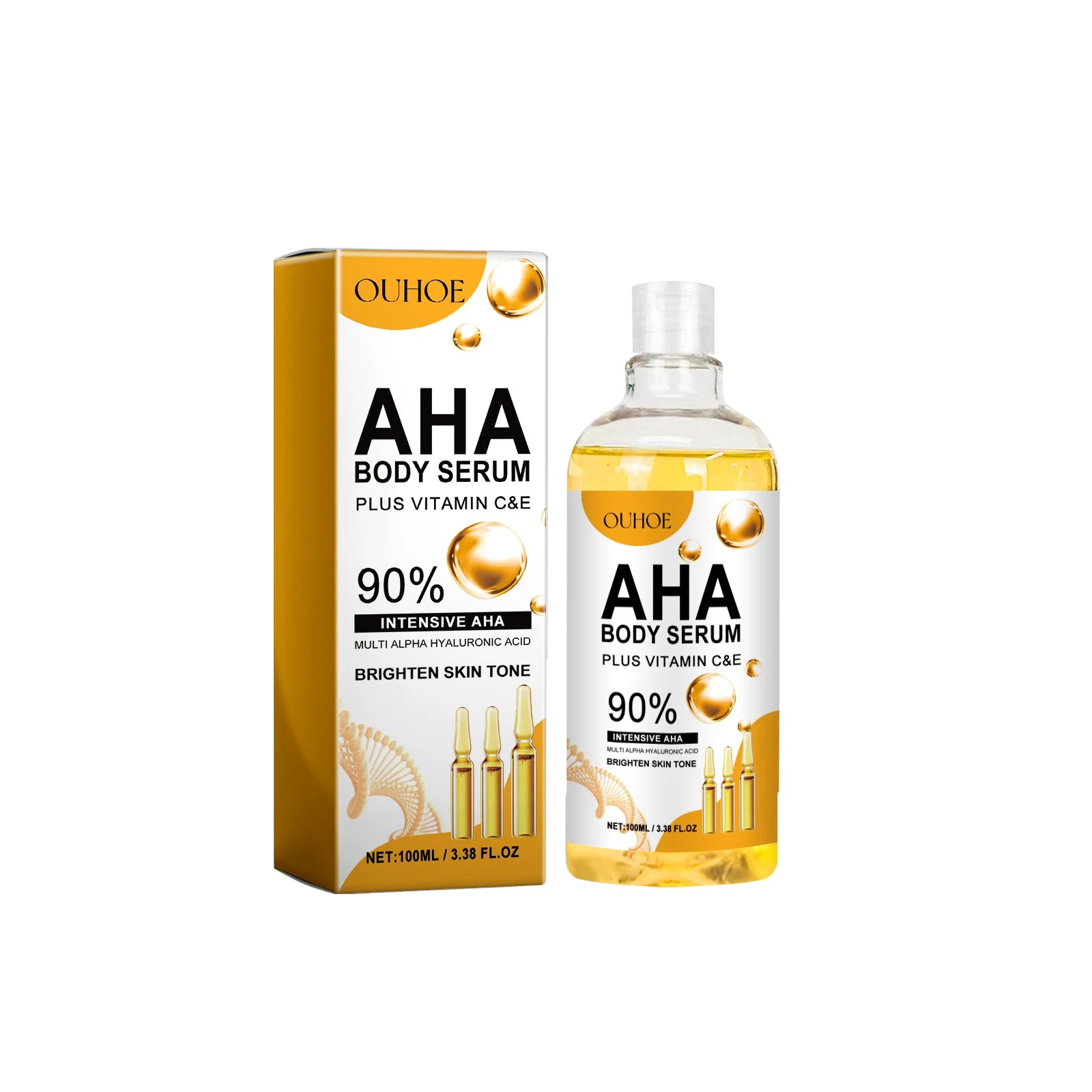AHA Body Serum Moisturizing Brightening Spots Eraser Corrector Shrink Pore Repair Lighten Body Face Skin Hydrating Face Serum Qme 1Pcs 100ml